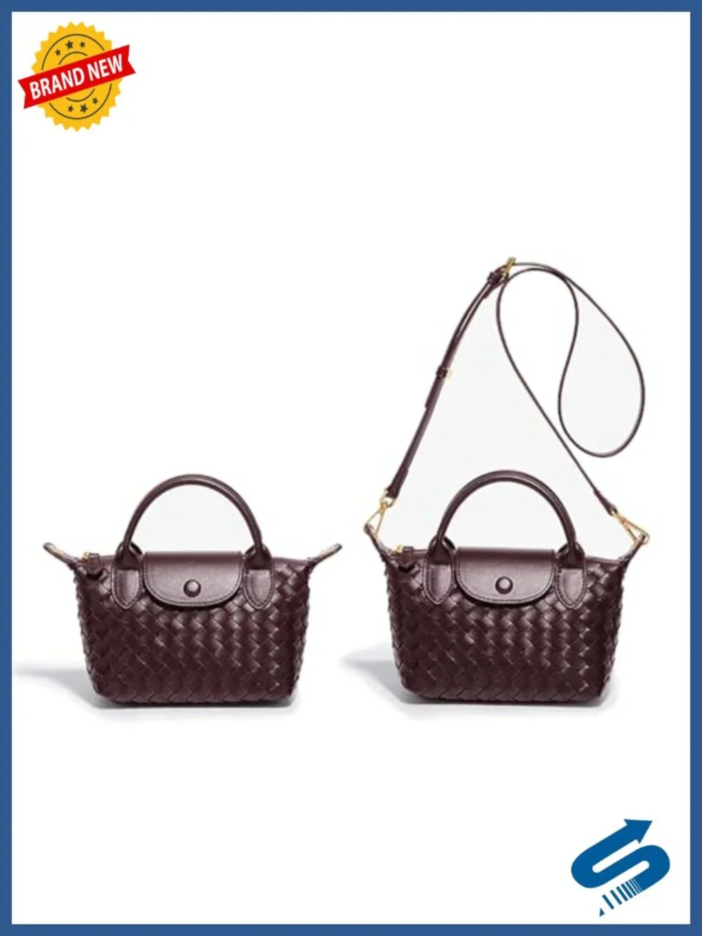 Handwoven Vegan Leather Dumpling Crossbody Bag with Adjustable Strap
